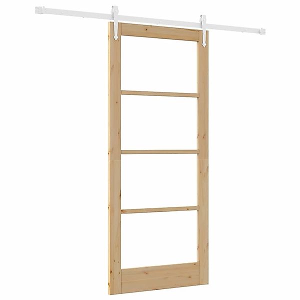 vidaXL Schiebetür Braun 86 x 198,5 cm Holz und Metall 3332423 günstig online kaufen
