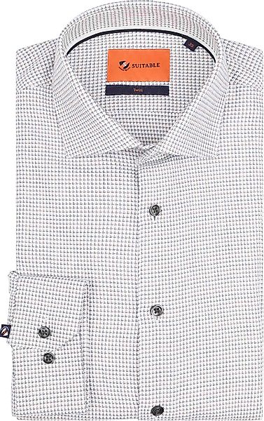 Suitable Hemd Twill Druck Weiß - Größe 38 günstig online kaufen