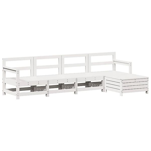 vidaXL 5-Tlg Garten-Sofagarnitur Weiß Massivholz Kiefer 3250853 günstig online kaufen
