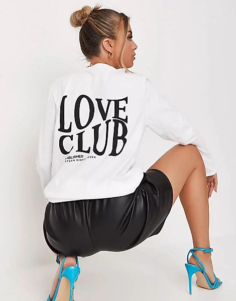 Missguided – Oversize T-Shirt in Weiß mit „Love Club“-Schriftzug günstig online kaufen