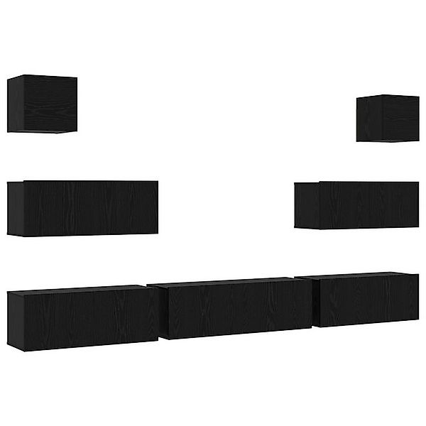 vidaXL TV-Schrank 7-teiliger wandmontierter TV-Schrank Schwarz Eiche Holzwe günstig online kaufen
