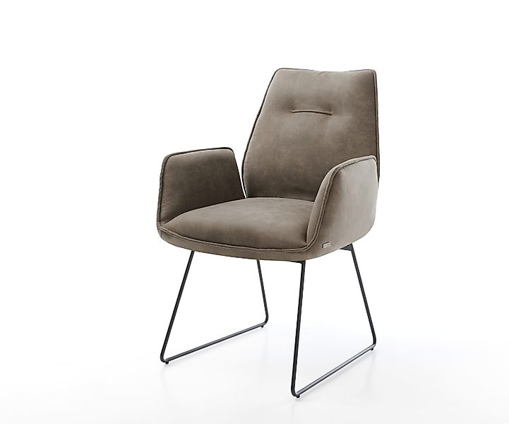 Esszimmerstuhl Zoa-Flex Mikrofaser Taupe Vintage Kufengestell Schwarz Tasch günstig online kaufen