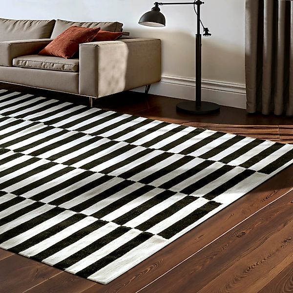 HANSE Home Wollteppich »Donna, schwarz-weiss«, rechteckig, 5 mm Höhe, Handg günstig online kaufen