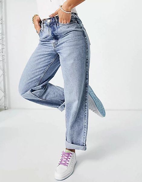 River Island – Oversize-Mom-Jeans in authentischem Mittelblau günstig online kaufen