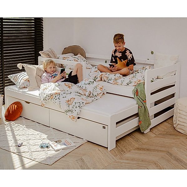 Lomadox Kinderbett KANGRU-162, Kiefer weiß, Kinderzimmer günstig online kaufen
