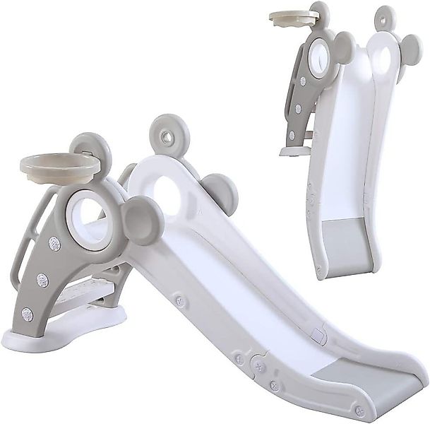 YOLEO Rutsche Kinder Fun-Slide mit Basketballkorb Faltbar Kinderrutsche günstig online kaufen