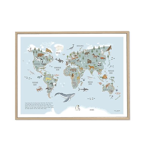Designforlittleones Poster Poster Weltkarte mit Tieren günstig online kaufen