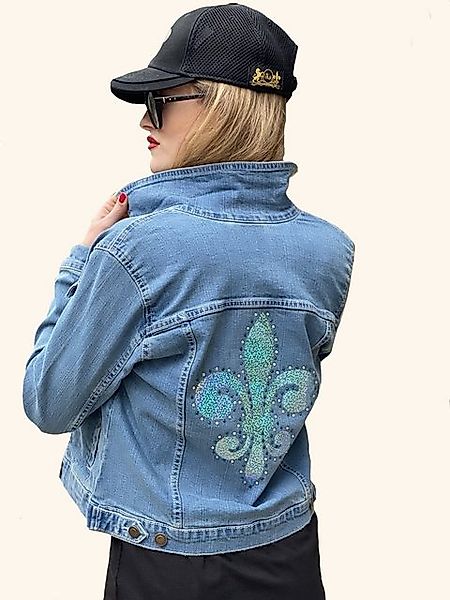 KR-Industries Jeansjacke KR Jeans Jacket Designer Jeansjacke mit glitzernde günstig online kaufen