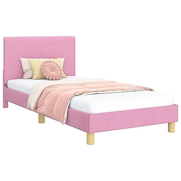 vidaXL Kinderbettgestell mit Kopfteil Rosa 80 x 200 cm Stoff 42010992 günstig online kaufen