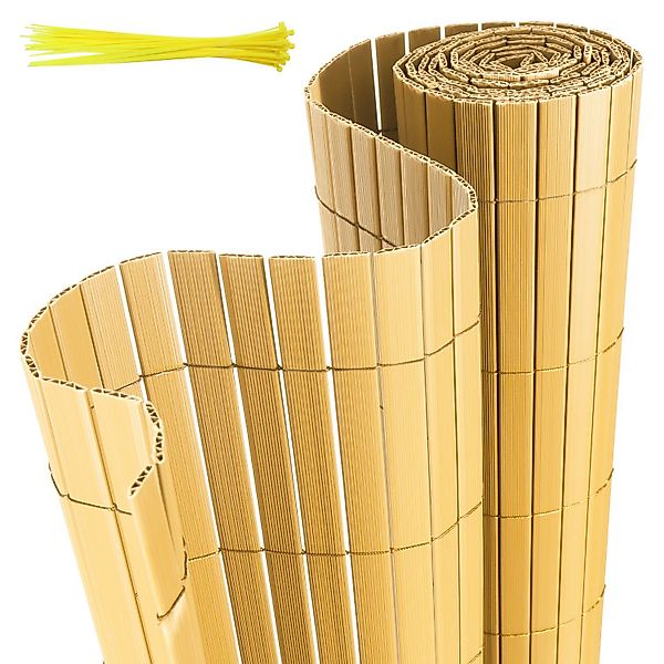 Clanmacy Balkonsichtschutz PVC Sichtschutzmatte Bambus Garten günstig online kaufen