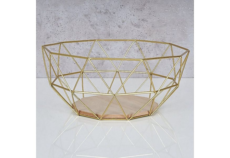 Levandeo® Dekoschale, Korb Metall Gold 26x12cm Modern Holz Schüssel Schale günstig online kaufen