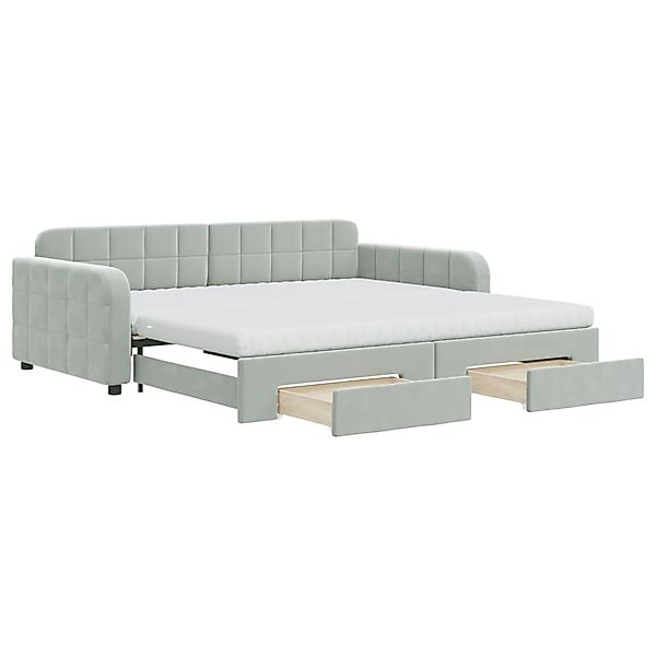vidaXL Tagesbett Ausziehbar mit Schubladen Hellgrau 100x200 cm Samt1897458 günstig online kaufen