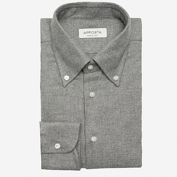 Hemd  strukturen  grau flanell twill doppelt gezwirnt, kragenform  button-d günstig online kaufen