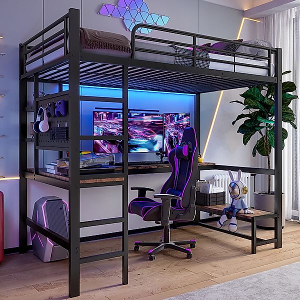 TavilaEcon Hochbett Eisenrahmen, USB-Typ-C-Buchse, LED Leiste, günstig online kaufen