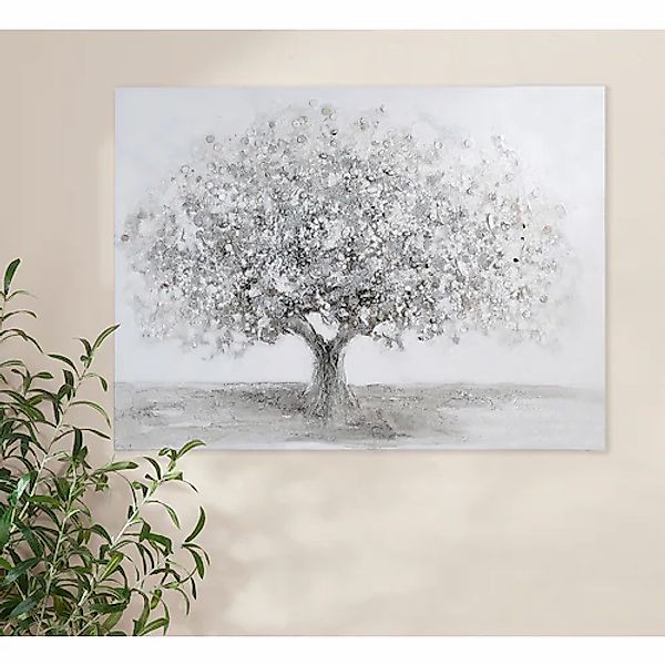 GILDE Leinwandbild »Bild rechteckig Big Tree grau; silberfarben H. 90 cm«, günstig online kaufen