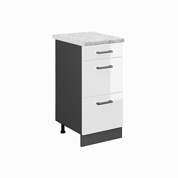 Vicco Unterschrank R-Line, Weiß Hochglanz/Anthrazit, 40 cm AP Marmor günstig online kaufen