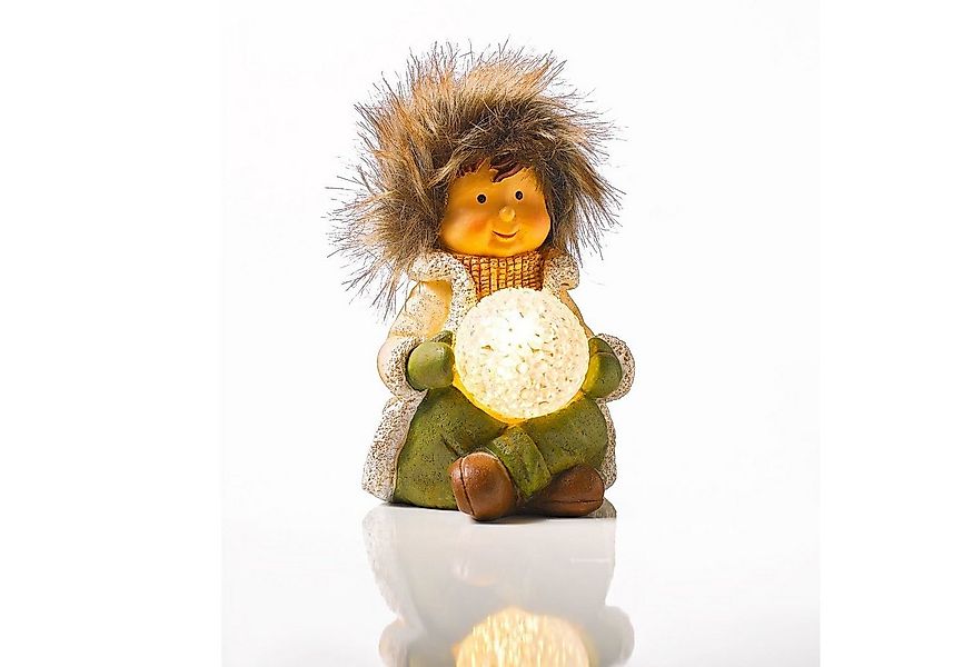 3PAGEN LED Dekoobjekt LED-Winterjunge sitzend mit Schneeball leuchtend Deko günstig online kaufen