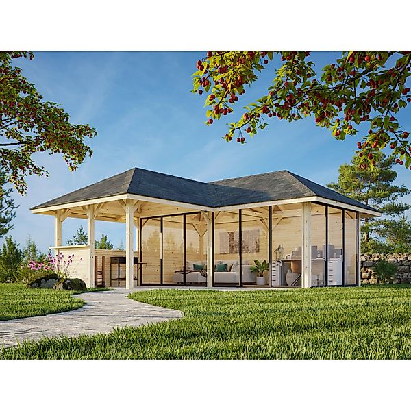 Palmako Pavillon Bianca Set 223 Slide 588 x 588 cm Lackiert Weiß FSC® günstig online kaufen