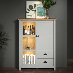 Esszimmer Highboard im Landhausstil Glastür und Schubladen günstig online kaufen
