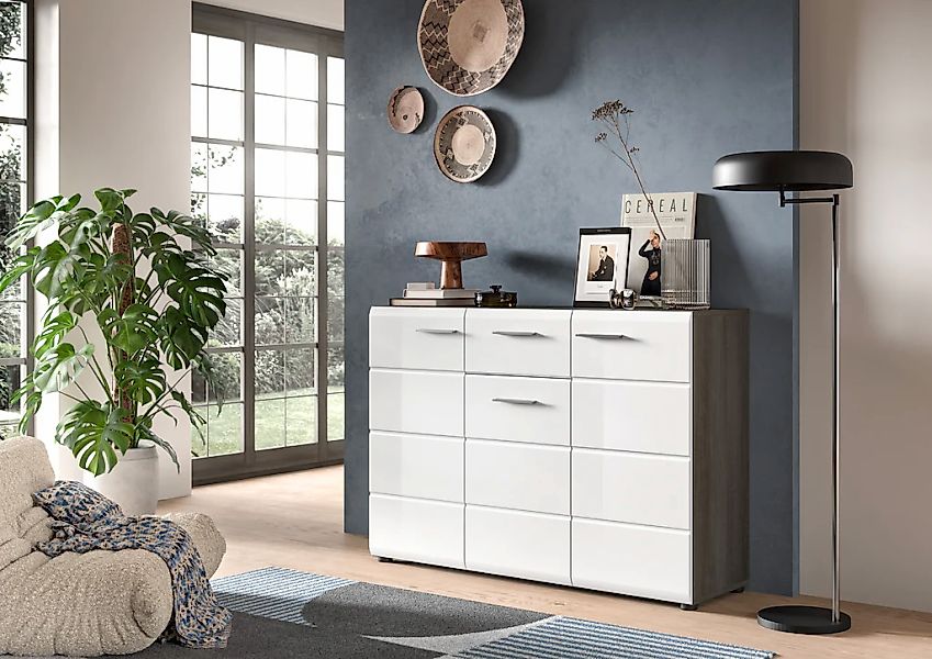 Home affaire Sideboard "Rumba, Breite 120cm, in Rauchsilber Nachbildung/Wei günstig online kaufen