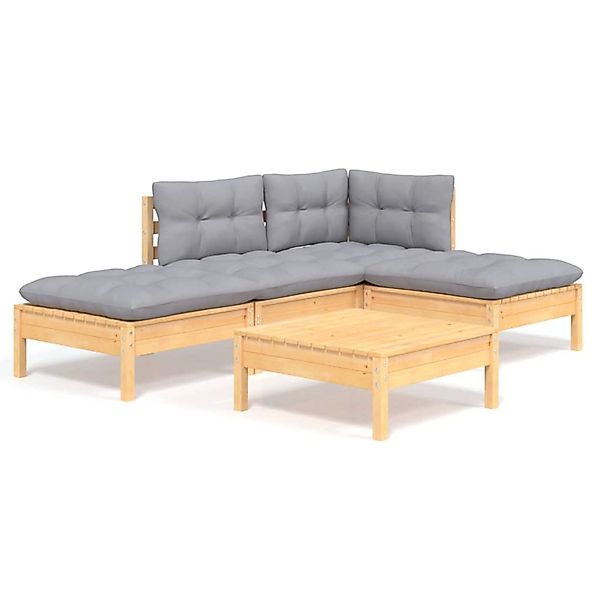 vidaXL Gartenlounge-Set 5-tlg. Garten-Lounge-Set mit Grauen günstig online kaufen