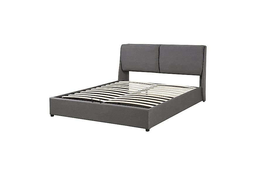 en.casa Polsterbett, »Lunner« Doppelbett mit Bettkasten 160 x 200 cm Dunkel günstig online kaufen