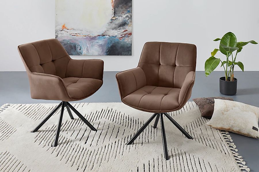 OTTO home Drehstuhl "Lika" () 2er Set, 360 Grad Drehfunktion, Samtpolsterun günstig online kaufen