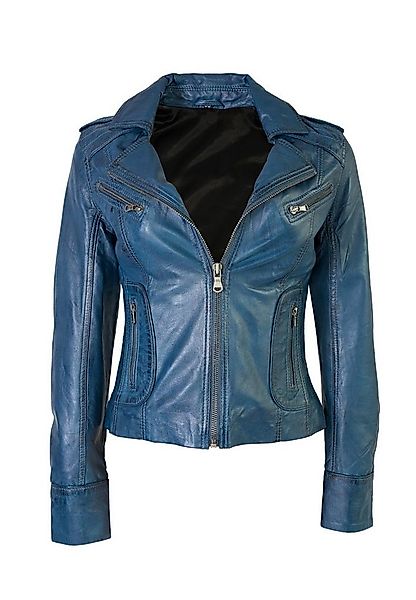 Lolus Lederjacke Mariah royalblau Kurze Damen Biker Lederjacke mit Reverskr günstig online kaufen
