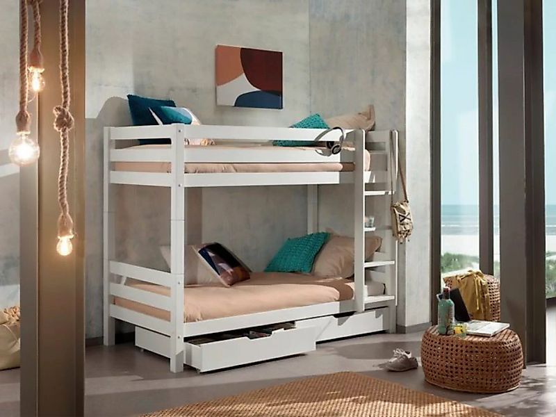 Natur24 Kinderbett Etagenbett mit zwei Bettschubladen Pino 90x200cm Kiefer günstig online kaufen