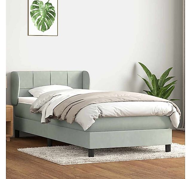 vidaXL Boxspringbett, Boxspringbett mit Matratze Hellgrau 90x210 cm Samt günstig online kaufen