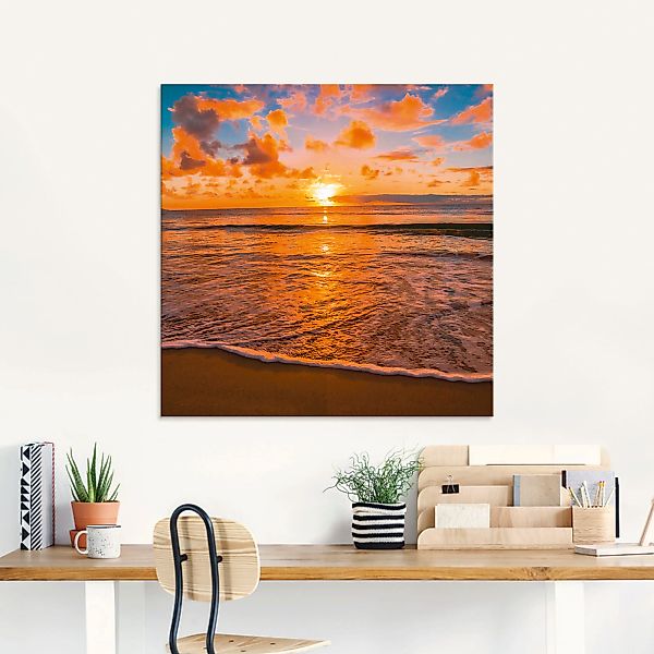 Artland Glasbild "Sonnenuntergang am Strand", Sonnenaufgang & -untergang, ( günstig online kaufen