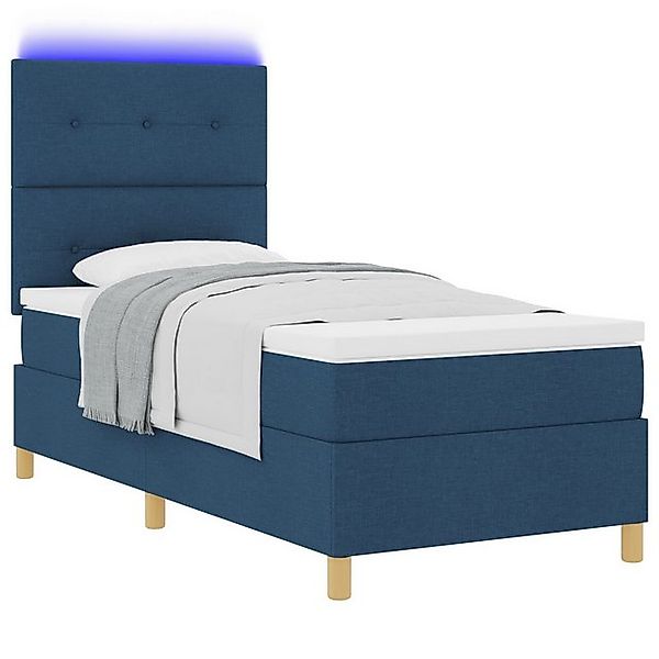 vidaXL Bett Bettrahmen mit Matratze Blau Polyester 90 x 190 cm Bettrahmen ( günstig online kaufen