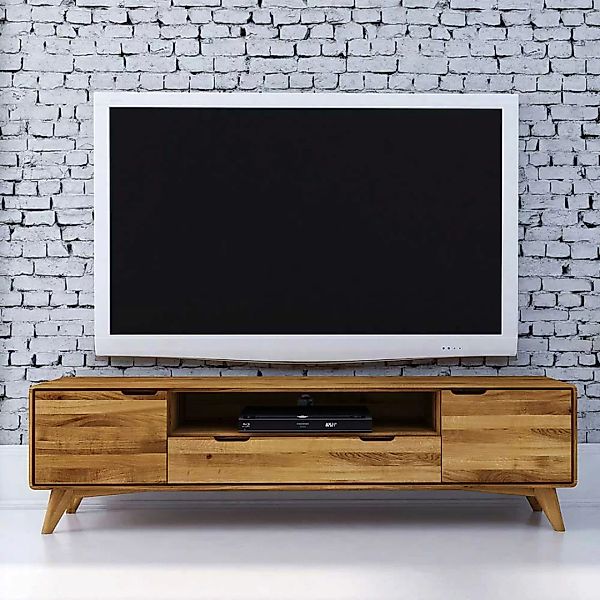 Fernsehtisch aus Wildeiche Massivholz 180 cm breit günstig online kaufen