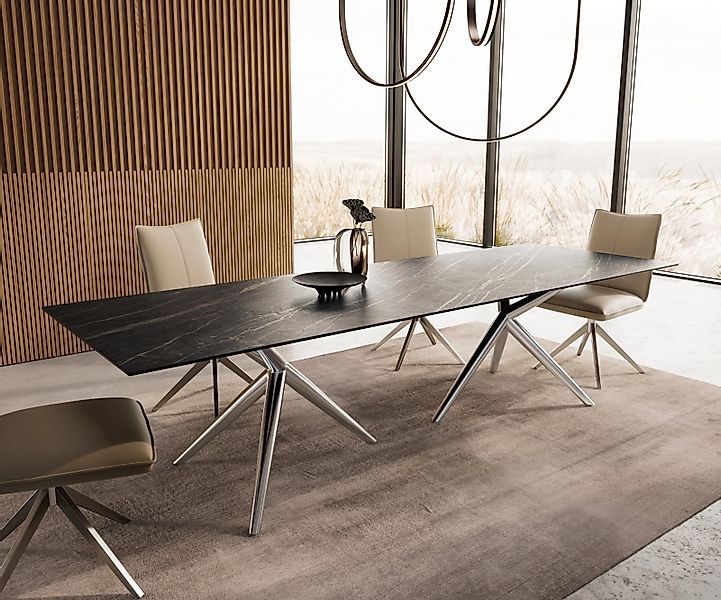 Esstisch Edge 300x100 Keramik Laminam®Noir Desir Braun Estelar rund Edelsta günstig online kaufen