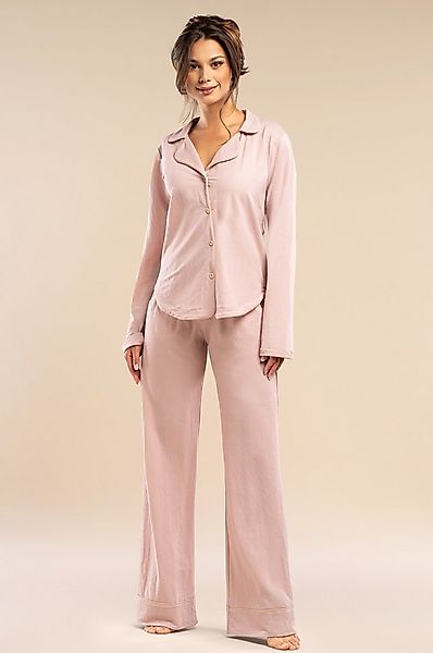 Mademoiselle Sommeil Pyjama Schlafanzug langarm aus luxuriösem Material-Mix günstig online kaufen