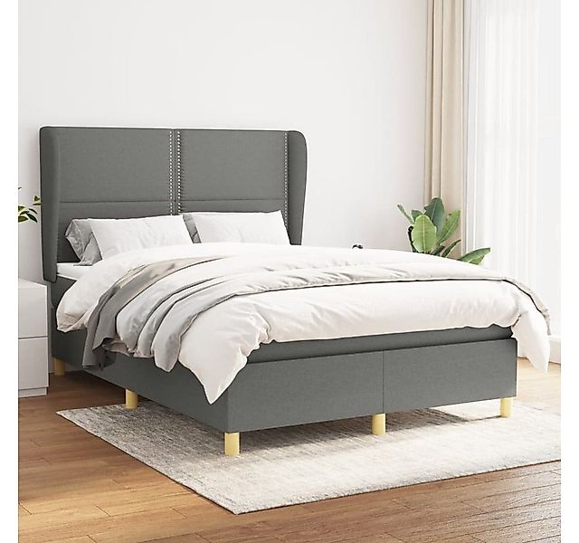 vidaXL Boxspringbett Boxspringbett mit Matratze Dunkelgrau 140x190 cm Stoff günstig online kaufen