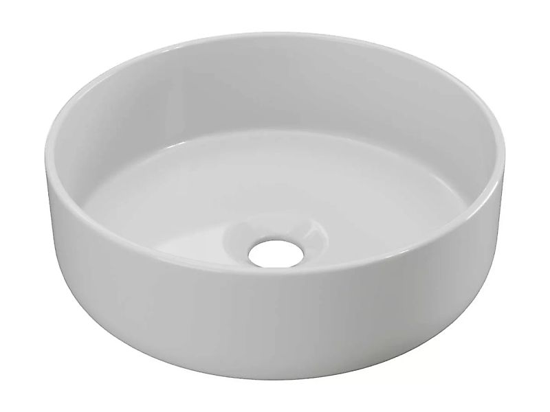 Aufsatzwaschbecken rund - Keramik - Glänzendes Weiß - 36 cm - LENISO II günstig online kaufen