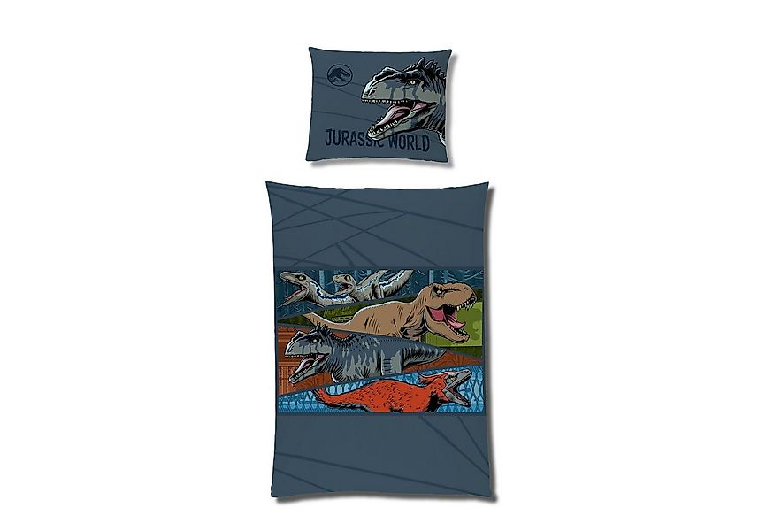 Familando Kinderbettwäsche Jurassic World Dinosaurier 135x200 80x80 cm Flee günstig online kaufen