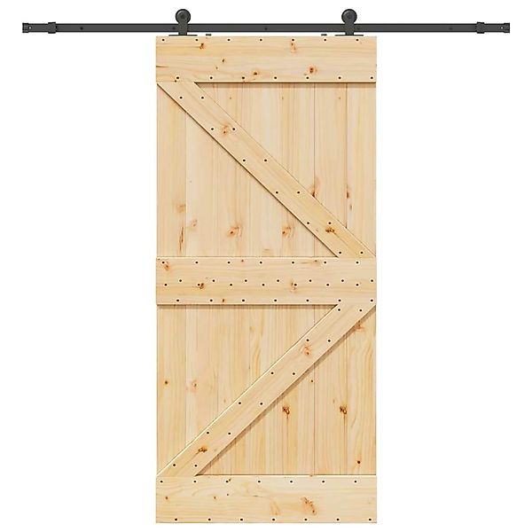 vidaXL Schiebetür mit Beschlag 90x210 cm Massivholz Kiefer 3332626 günstig online kaufen