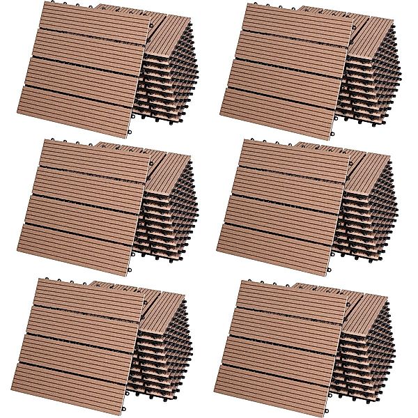 Casaria Holzfliesen 66x Klassik Terrakotta, Terrassenfliesen günstig online kaufen