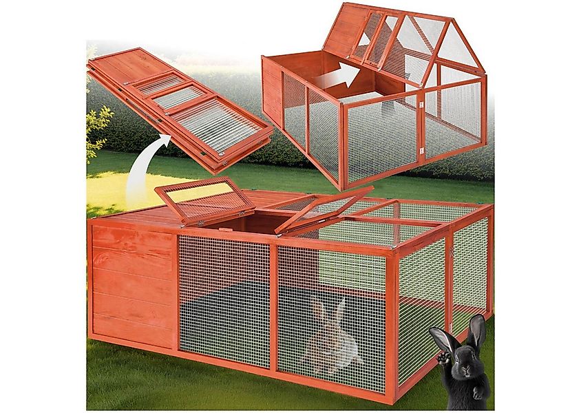 tectake Kleintierstall Hasenstall Murphy, faltbar, mit Dachöffnung, 150x103 günstig online kaufen