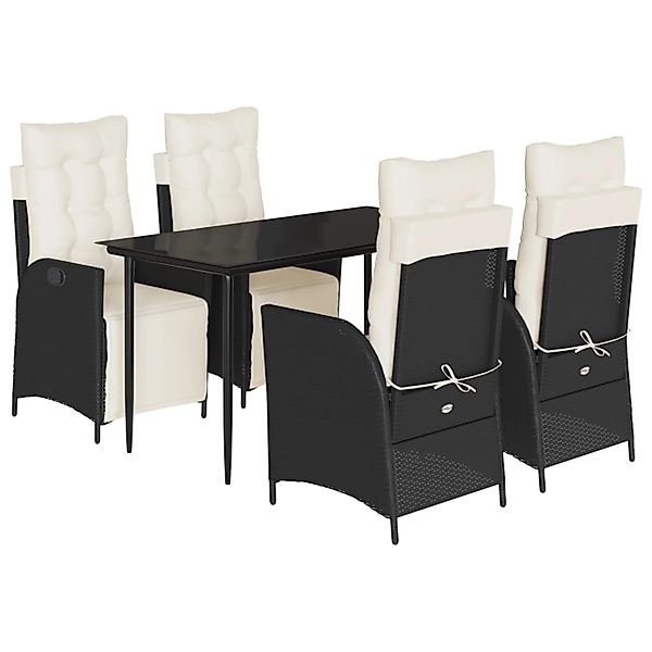 vidaXL 5-Tlg Garten-Essgruppe mit Kissen Schwarz Poly Rattan 3213380 günstig online kaufen
