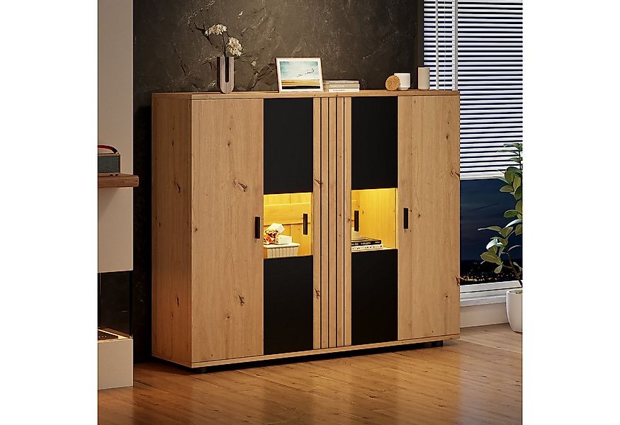 Merax Sideboard mit LED-Beleuchtung (140x35x113 cm, 1 St., Wohnzimmerseiten günstig online kaufen