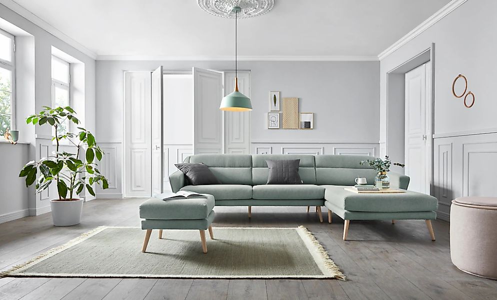 OTTO home Ecksofa "Bille L-Form" mit Naht im Rückenkissen und Beinen aus Ei günstig online kaufen