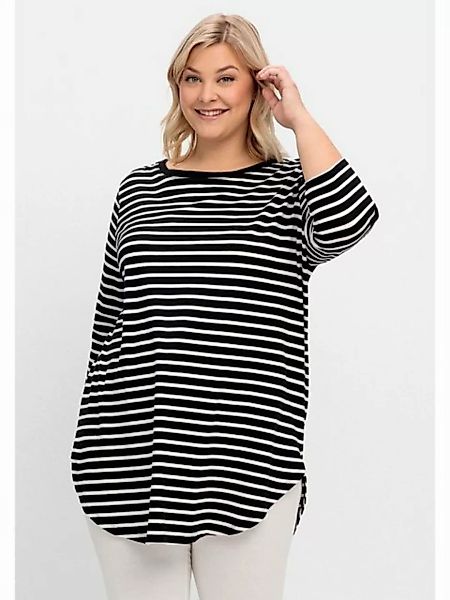 Sheego Longshirt Große Größen mit Streifen und Nacken-Reißverschluss günstig online kaufen