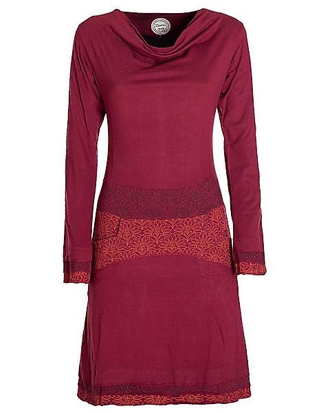 Vishes Jerseykleid Kleid Wasserfallkragen Bund bedruckt Taschen Boho, Ethno günstig online kaufen