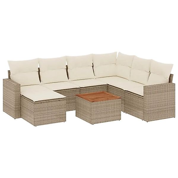 vidaXL 8-Tlg Garten-Sofagarnitur mit Kissen Beige Poly Rattan 3224238 günstig online kaufen