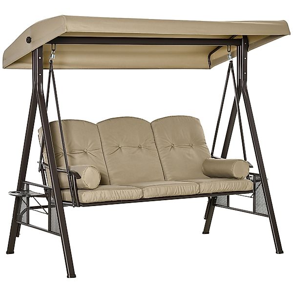 Outsunny Hollywoodschaukel mit Sonnendach, Kissen, 3-Sitzer, günstig online kaufen