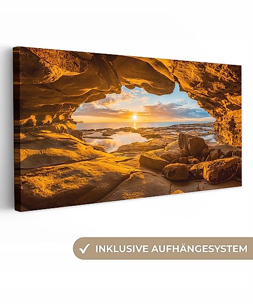 OneMillionCanvasses® Leinwandbild Panorama Höhle - Meer günstig online kaufen