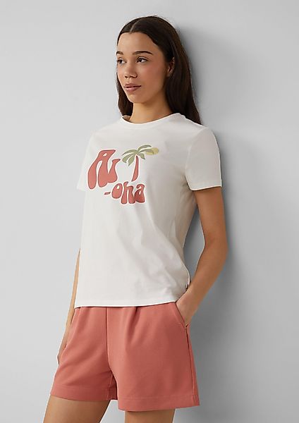QS Kurzarmshirt Baumwollshirt mit Frontprint günstig online kaufen